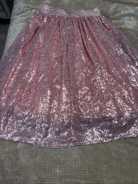Women’s Rose Gold Pink Sequin A-Line Skirt